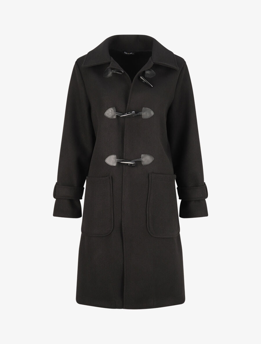 Duffle coat uni coupe oversize - Noir - 4