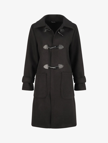 Duffle coat uni coupe oversize - Noir - 4