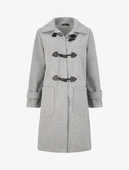 Duffle coat uni coupe oversize - Gris chiné - 4