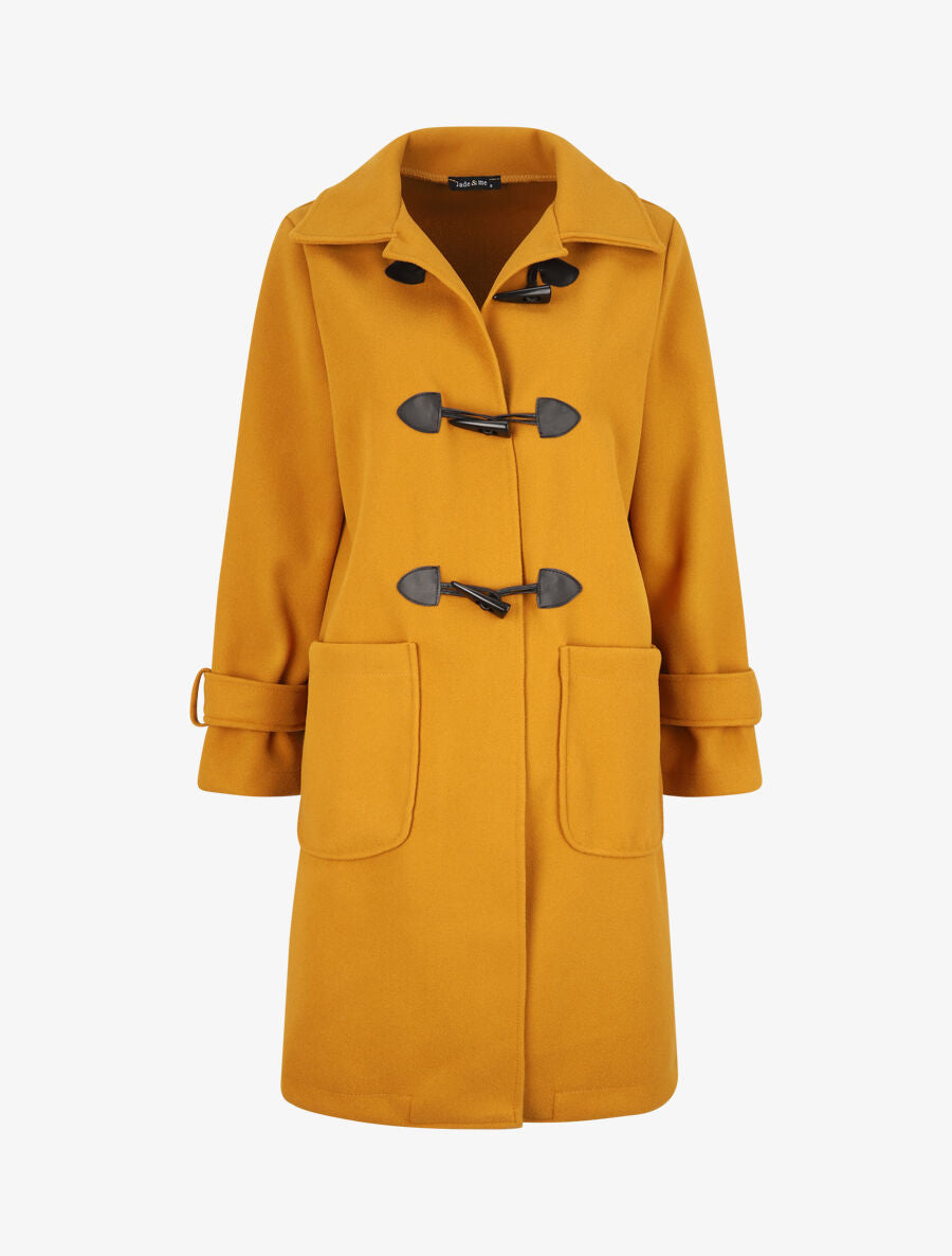 Duffle coat uni coupe oversize - Moutarde - 1