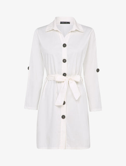 Robe chemise ceinturée - Blanc - 1