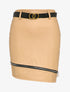 Mini-jupe en simili à bord zippé - Beige - 1
