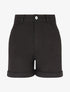 Short uni en jean à revers - Noir - 1