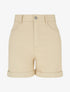 Short uni en jean à revers - Beige - 1