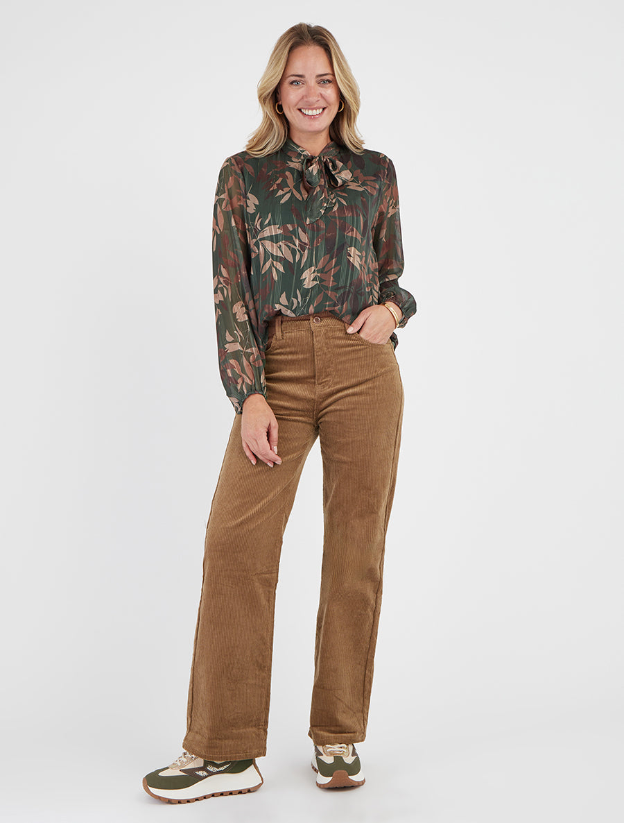 Pantalon push up coupe droite côtelé - Camel
