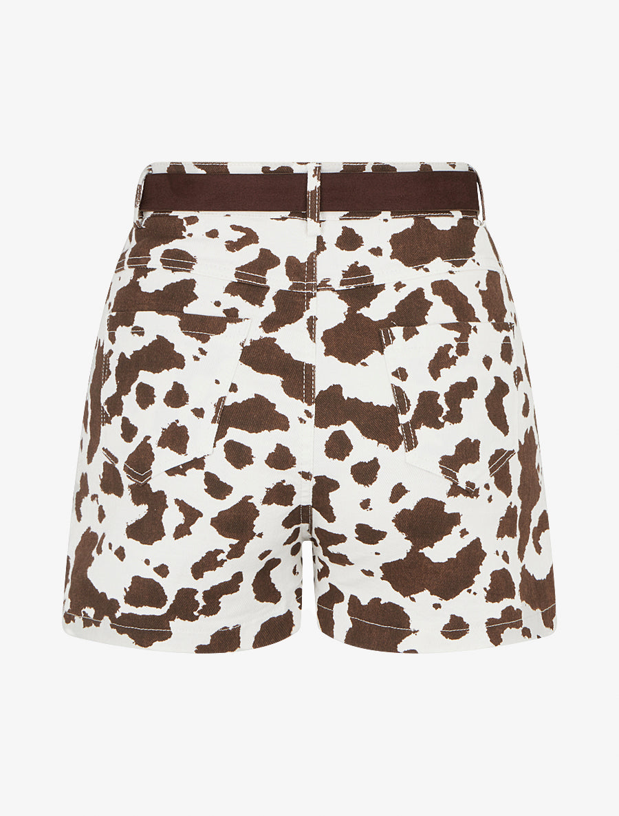Short taille haute imprimé vache - Chocolat - 2