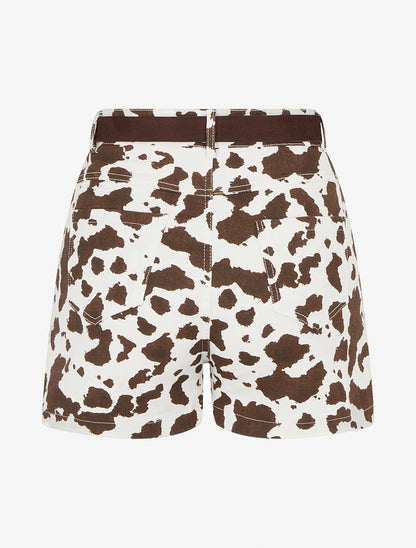Short taille haute imprimé vache - Chocolat - 2