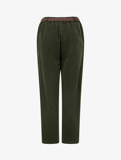 Pantalon style paper bag effet velours côtelé - Kaki - 2