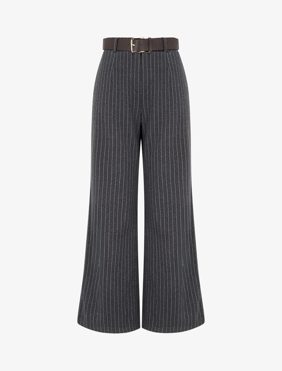 Pantalon ample taille haute à rayures - Gris anthracite