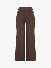 Pantalon à pont ample motif chevron - Marron - 1
