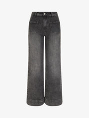 Jean délavé à 4 poches coupe wide leg - Gris anthracite - 1