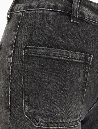 Jean délavé à 4 poches coupe wide leg - Gris anthracite - 3