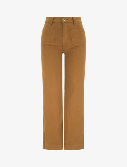 Jean uni à 4 poches coupe wide leg - Camel - 1