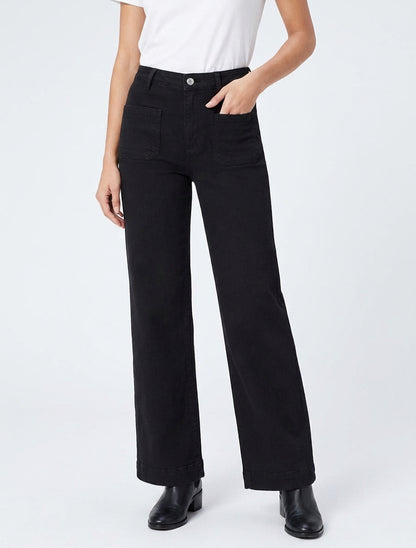Jean uni à 4 poches coupe wide leg - Noir