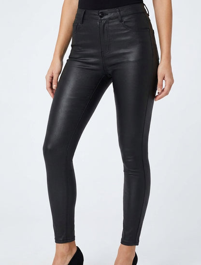 Pantalon enduit coupe skinny - Noir