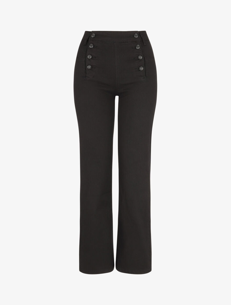 Jean à fermeture boutonnée sur les côtés coupe droite - Noir - 1