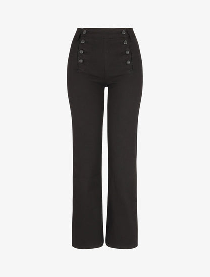 Jean à fermeture boutonnée sur les côtés coupe droite - Noir - 1