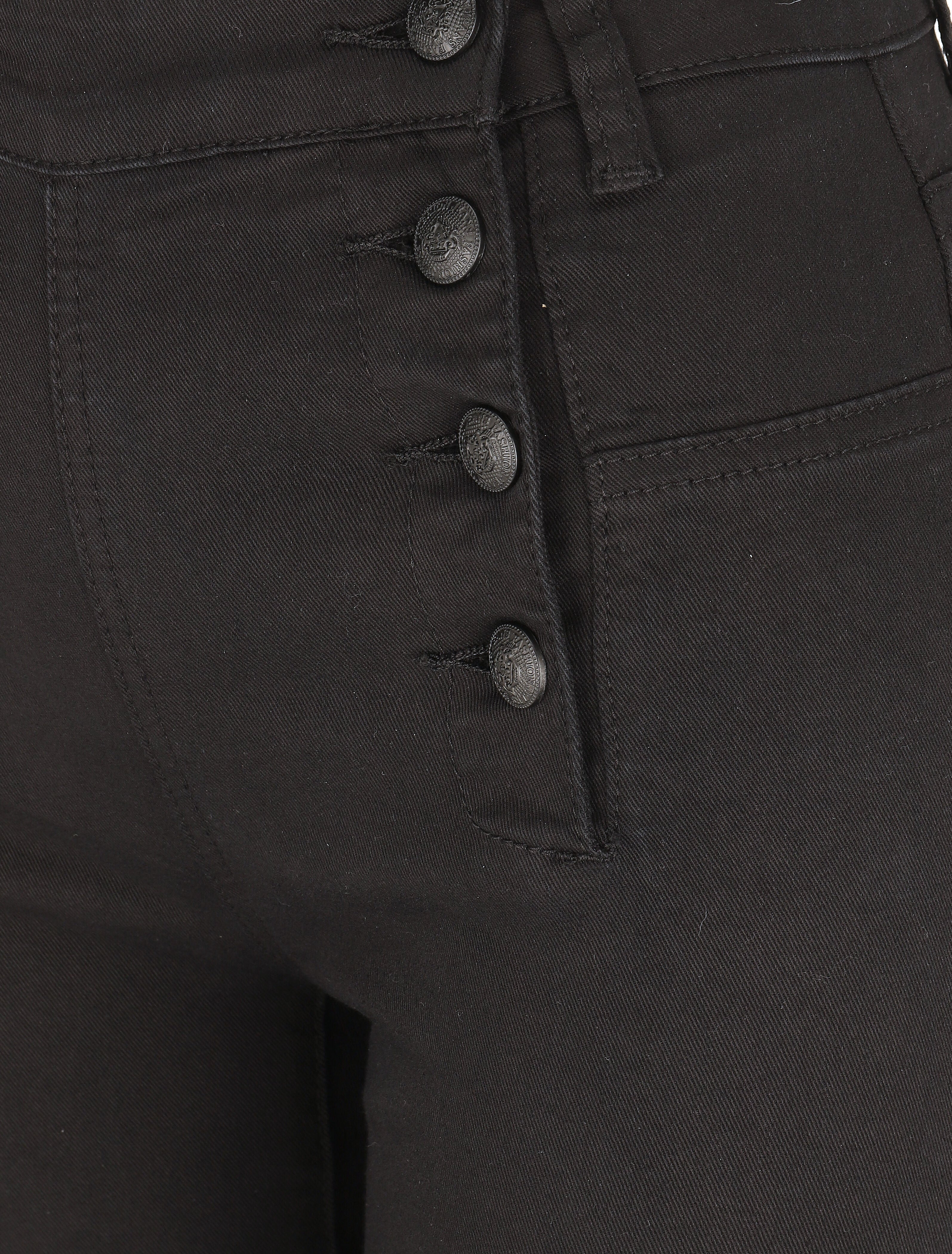 Jean à fermeture boutonnée sur les côtés coupe droite - Noir - 3