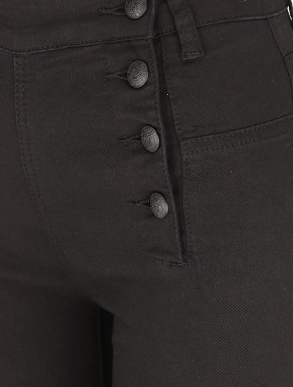 Jean à fermeture boutonnée sur les côtés coupe droite - Noir - 3