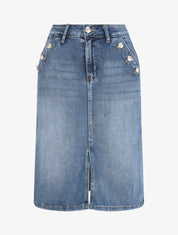 Jupe droite en jean - Bleu denim - 1