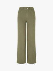 Jean wide leg taille haute coupe droite - Kaki - 4