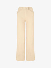 Jean wide leg taille haute coupe droite - Beige - 1