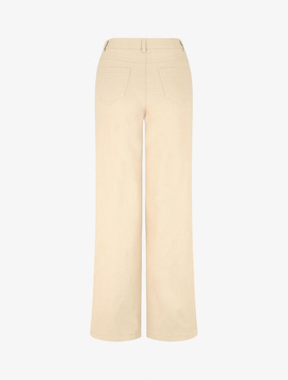 Jean wide leg taille haute coupe droite - Beige - 2