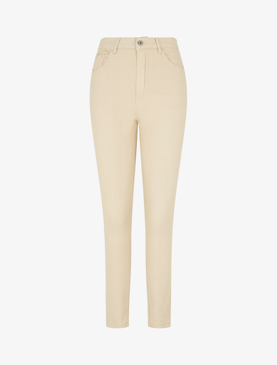 Jean taille haute coupe slim - Beige - 1