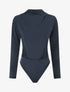 Body satiné col montant drapé - Marine - 1