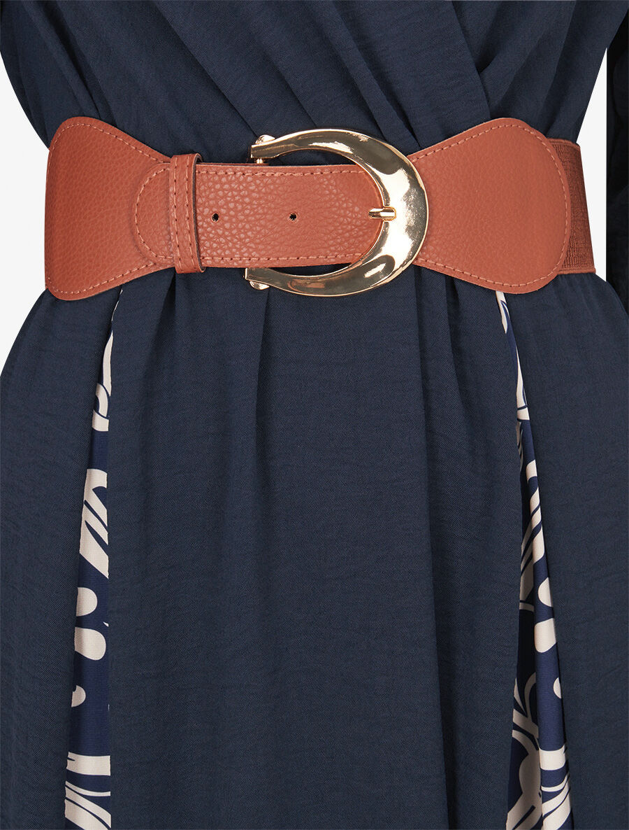 Robe longue à pans imprimé baroque - Marine - 3