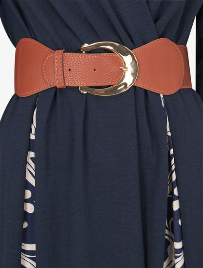 Robe longue à pans imprimé baroque - Marine - 3