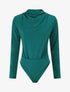 Body satiné col montant drapé - Vert sapin - 4