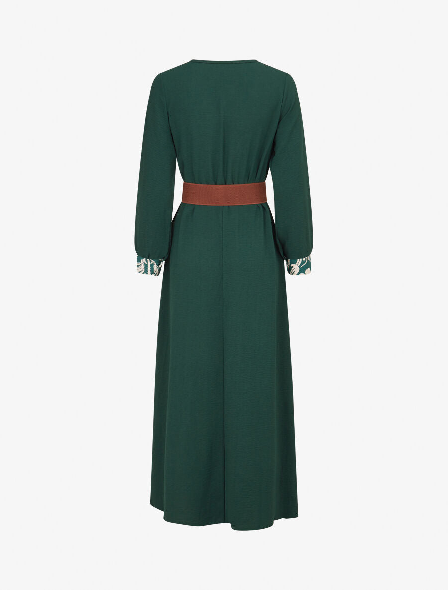 Robe longue à pans imprimé baroque - Vert - 2
