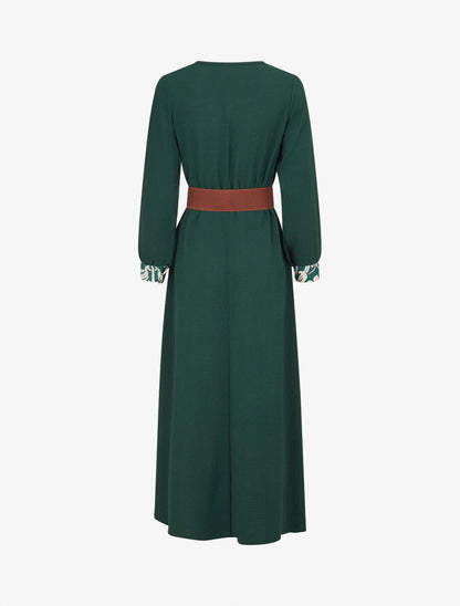 Robe longue à pans imprimé baroque - Vert - 2