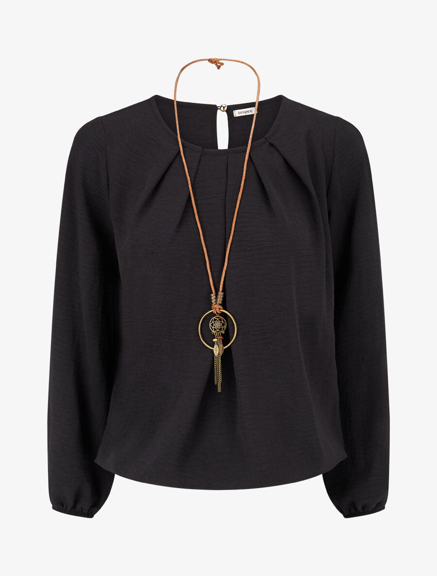 Top fluide à buste plissé - Noir - 4