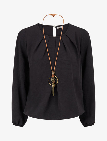 Top fluide à buste plissé - Noir - 4