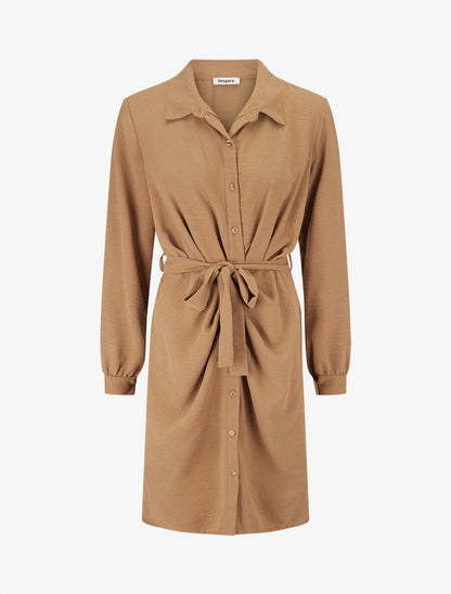 Robe chemise effet drapé - Taupe - 1
