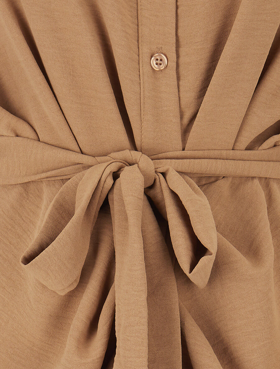 Robe chemise effet drapé - Taupe - 3