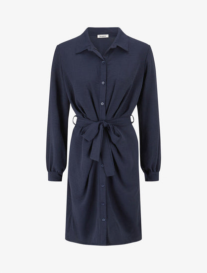 Robe chemise effet drapé - Marine - 1