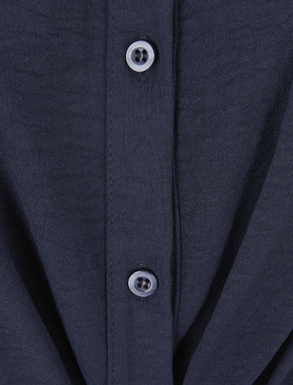 Robe chemise effet drapé - Marine - 3