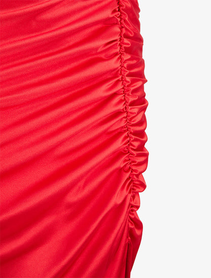 Robe de soirée coupe sirène drapée - Rouge - 3