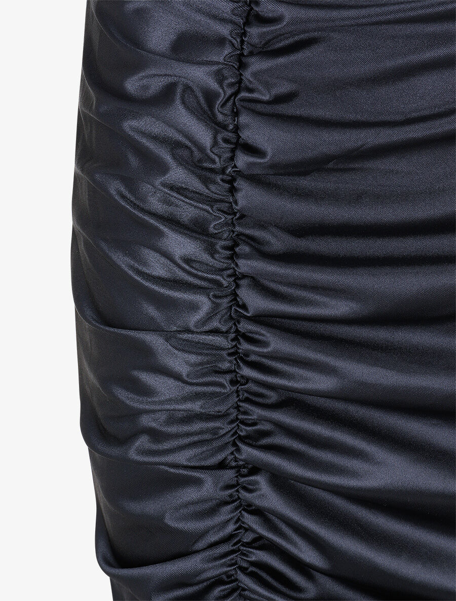 Robe longue fendue à épaules dénudées - Marine - 3