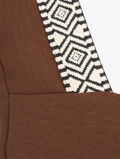 Top à col carré imprimé fantaisie - Marron - 3