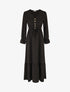 Robe longue uni à taille élastiquée - Noir - 4