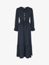 Robe longue uni à taille élastiquée - Marine - 1