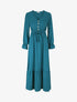 Robe longue uni à taille élastiquée - Bleu canard - 1