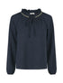 Blouse fluide unie à détail irisé - Marine - 1