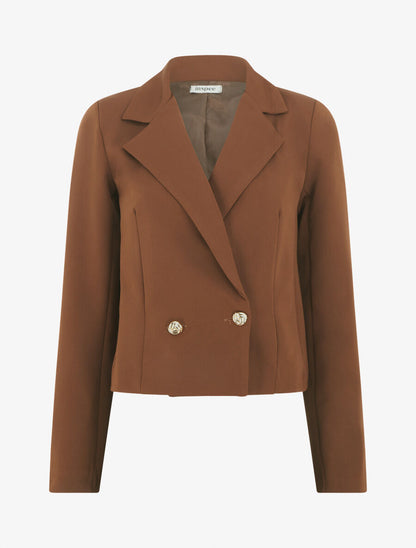 Veste courte unie - Marron - 1