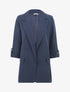 Blazer mi-long uni à manches retroussables - Marine - 5