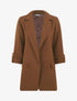 Blazer mi-long uni à manches retroussables - Marron - 1